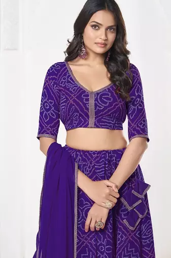 Printed Semi-Stitched Lehenga & Unstitched Blouse With Dupatta