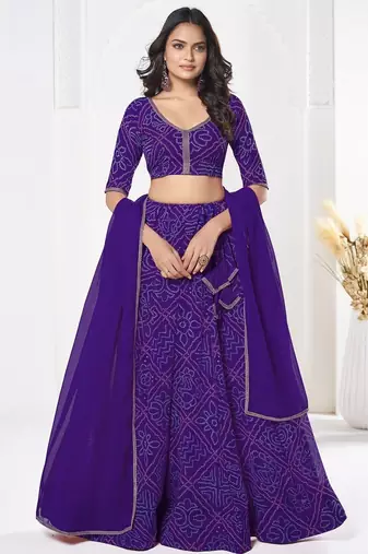 Printed Semi-Stitched Lehenga & Unstitched Blouse With Dupatta