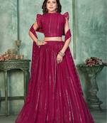 Embroidered Thread Work Semi-Stitched Lehenga & Unstitched Blouse With Dupatta