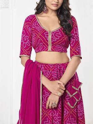 Printed Semi-Stitched Lehenga & Unstitched Blouse With Dupatta 2