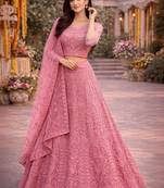 Embroidered Thread Work Semi-Stitched Lehenga & Blouse With Dupatta