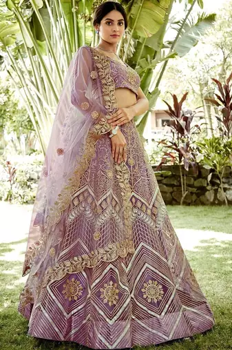 Embroidered Semi-Stitched Lehenga & Blouse With Dupatta