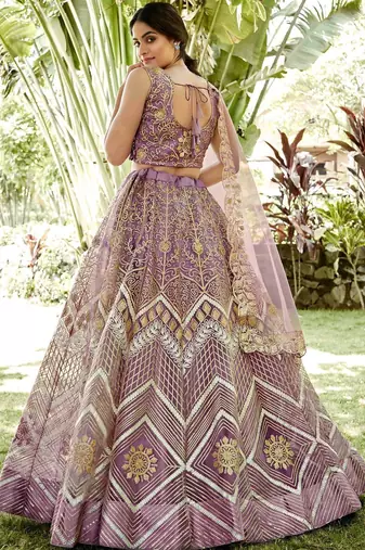 Embroidered Semi-Stitched Lehenga & Blouse With Dupatta