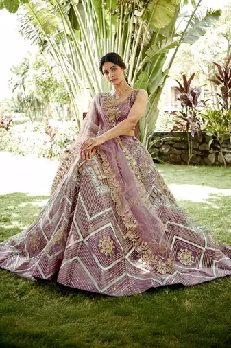 Embroidered Semi-Stitched Lehenga & Blouse With Dupatta