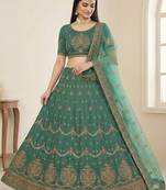 Embroidered Thread Work Semi-Stitched Lehenga & Blouse With Dupatta