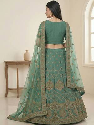 Embroidered Thread Work Semi-Stitched Lehenga & Blouse With Dupatta 2