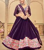 Embroidered Thread Work Semi-Stitched Lehenga & Blouse With Dupatta