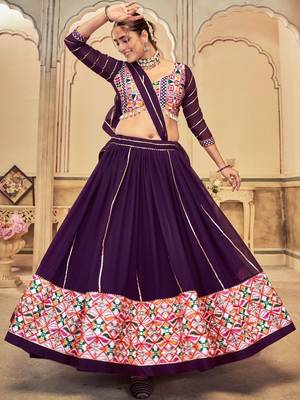 Embroidered Thread Work Semi-Stitched Lehenga & Blouse With Dupatta 2