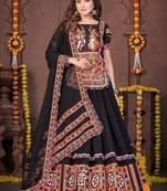 Embroidered Thread Work Semi-Stitched Lehenga & Blouse With Dupatta