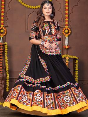 Embroidered Thread Work Semi-Stitched Lehenga & Blouse With Dupatta 3