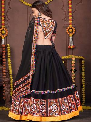 Embroidered Thread Work Semi-Stitched Lehenga & Blouse With Dupatta 4