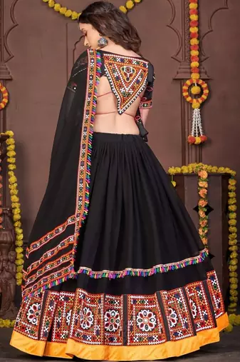 Embroidered Thread Work Semi-Stitched Lehenga & Blouse With Dupatta