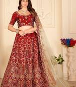 Embroidered Thread Work Semi-Stitched Lehenga & Blouse With Dupatta