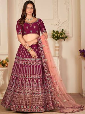 Embroidered Thread Work Ready to Wear Lehenga & Blouse With Dupatta 1