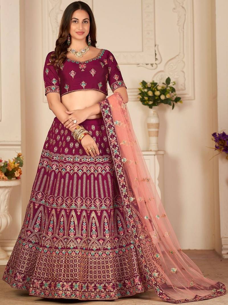 Embroidered Thread Work Ready to Wear Lehenga & Blouse With Dupatta