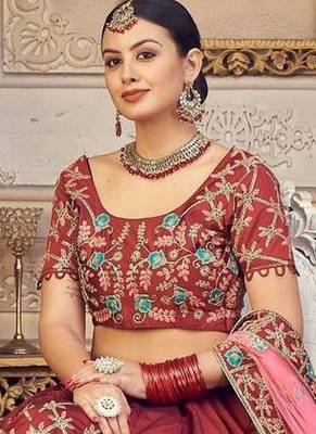 Embroidered Sequinned Semi-Stitched Lehenga & Blouse With Dupatta 3