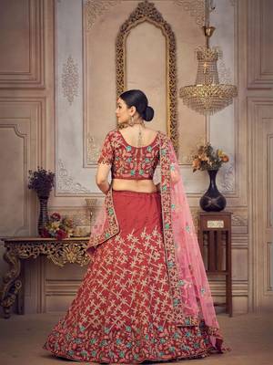 Embroidered Sequinned Semi-Stitched Lehenga & Blouse With Dupatta 4