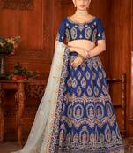 Embroidered Thread Work Semi-Stitched Lehenga & Blouse With Dupatta