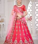 Embroidered Semi-Stitched Lehenga & Blouse With Dupatta