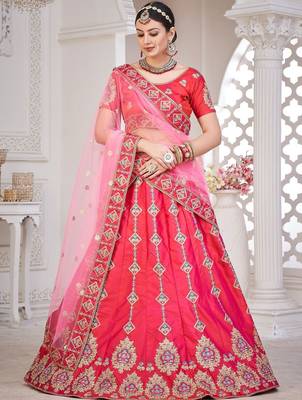 Embroidered Semi-Stitched Lehenga & Blouse With Dupatta 2