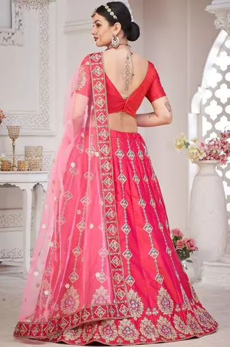 Embroidered Semi-Stitched Lehenga & Blouse With Dupatta