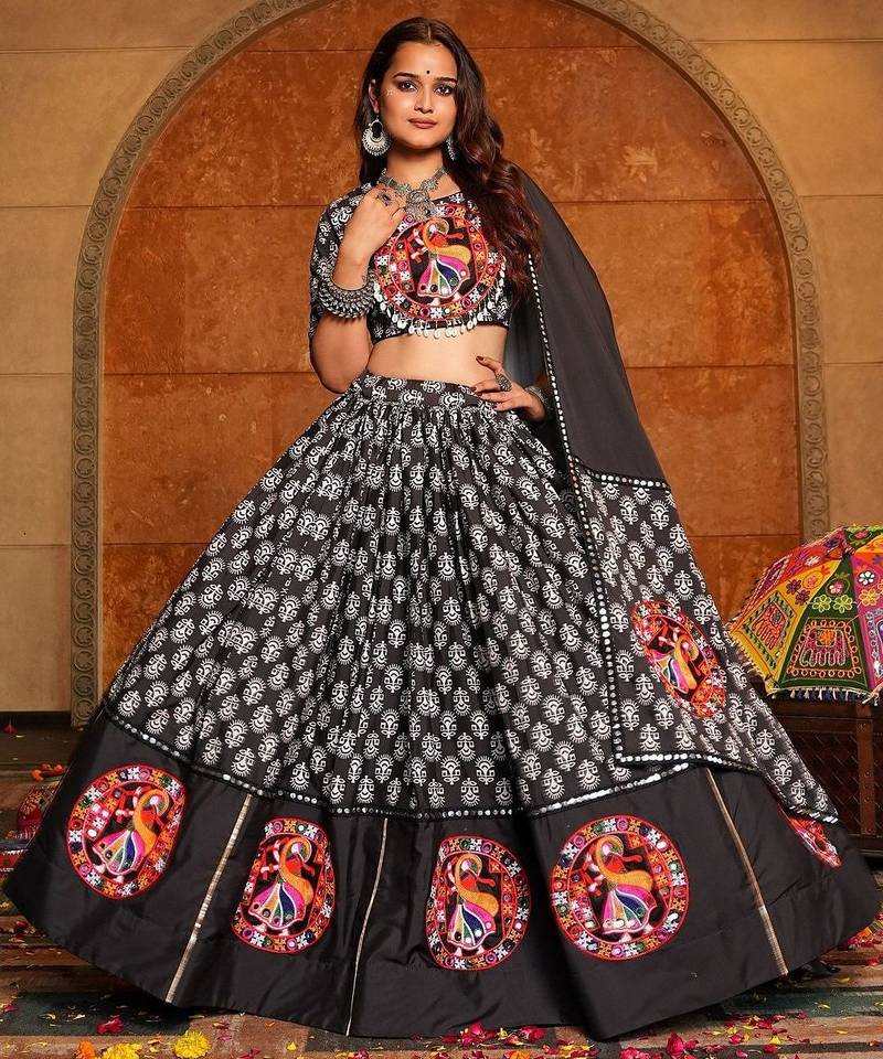 Embroidered Mirror Work Ready to Wear Lehenga & Blouse With Dupatta
