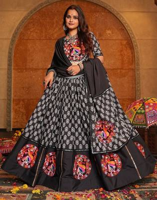 Embroidered Mirror Work Ready to Wear Lehenga & Blouse With Dupatta 3