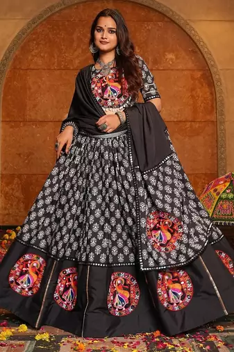 Embroidered Mirror Work Ready to Wear Lehenga & Blouse With Dupatta