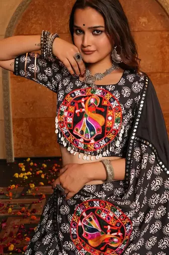 Embroidered Mirror Work Ready to Wear Lehenga & Blouse With Dupatta
