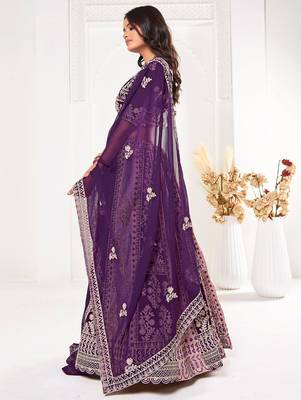 Embroidered Thread Work Semi-Stitched Lehenga & Unstitched Blouse With Dupatta 3