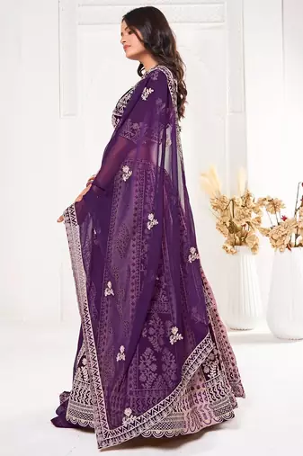 Embroidered Thread Work Semi-Stitched Lehenga & Unstitched Blouse With Dupatta