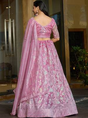Embroidered Sequinned Semi-Stitched Lehenga & Blouse With Dupatta 4
