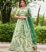 Embroidered Semi-Stitched Lehenga & Unstitched Blouse With Dupatta