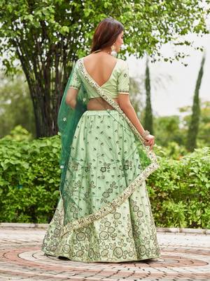 Embroidered Semi-Stitched Lehenga & Unstitched Blouse With Dupatta 4