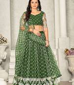 Embroidered Semi-Stitched Lehenga & Unstitched Blouse With Dupatta