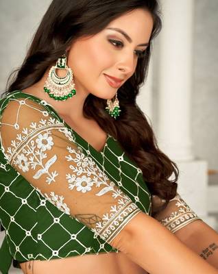 Embroidered Semi-Stitched Lehenga & Unstitched Blouse With Dupatta 2
