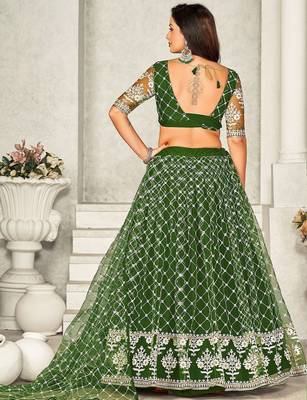 Embroidered Semi-Stitched Lehenga & Unstitched Blouse With Dupatta 3