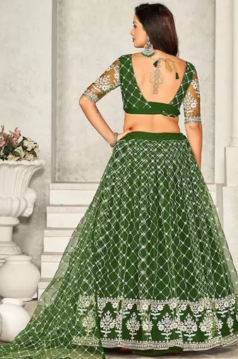 Embroidered Semi-Stitched Lehenga & Unstitched Blouse With Dupatta