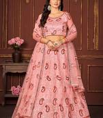 Embroidered Sequinned Semi-Stitched Lehenga & Unstitched Blouse With Dupatta