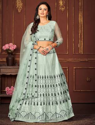 Embroidered Thread Work Ready to Wear Lehenga & Unstitched Blouse With Dupatta 1
