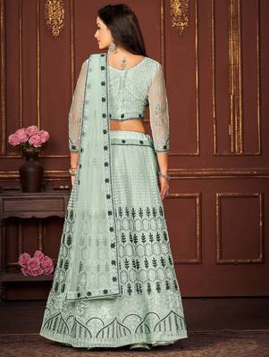 Embroidered Thread Work Ready to Wear Lehenga & Unstitched Blouse With Dupatta 4