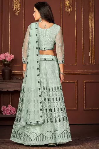 Embroidered Thread Work Ready to Wear Lehenga & Unstitched Blouse With Dupatta