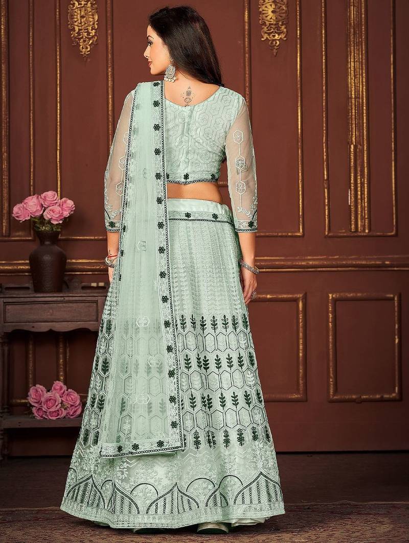 Embroidered Thread Work Ready to Wear Lehenga & Unstitched Blouse With Dupatta