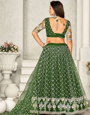 Embroidered Semi-Stitched Lehenga & Unstitched Blouse With Dupatta 3