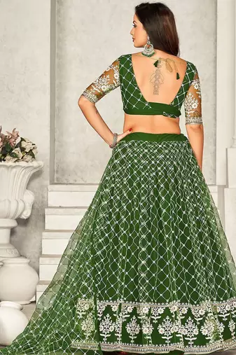 Embroidered Semi-Stitched Lehenga & Unstitched Blouse With Dupatta