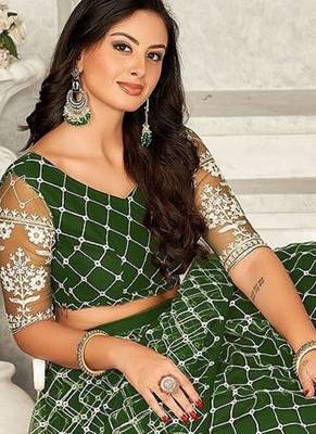Embroidered Semi-Stitched Lehenga & Unstitched Blouse With Dupatta 4