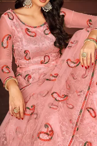 Embroidered Thread Work Ready to Wear Lehenga & Unstitched Blouse With Dupatta