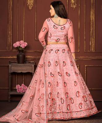 Embroidered Thread Work Ready to Wear Lehenga & Unstitched Blouse With Dupatta 4