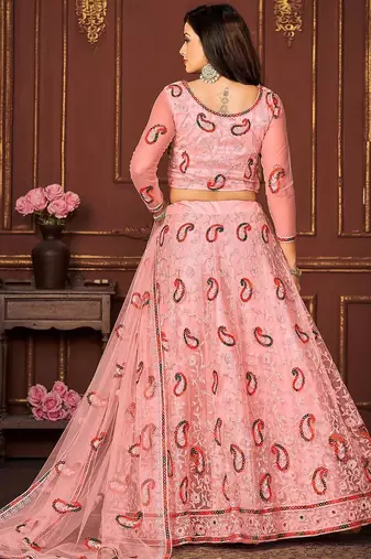 Embroidered Thread Work Ready to Wear Lehenga & Unstitched Blouse With Dupatta