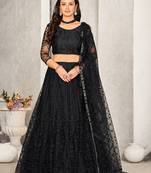 Embroidered Sequinned Semi-Stitched Lehenga & Unstitched Blouse With Dupatta